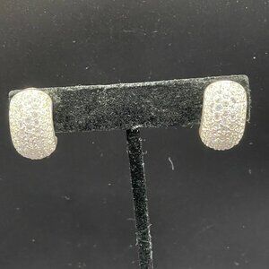 Carolee Pave Rhinestone Half Hoop Pierced Earrings